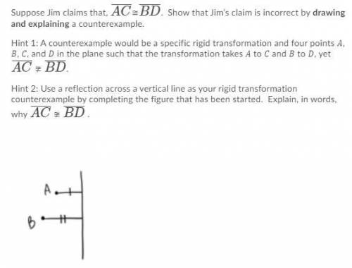 Suppose Jim claims that, A¯≅BD. Show that Jim’s claim is incorrect by drawing and explaining a coun