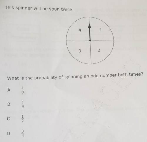 This spinner will be spun twice.

What is the probability of spinning an odd number both times? A