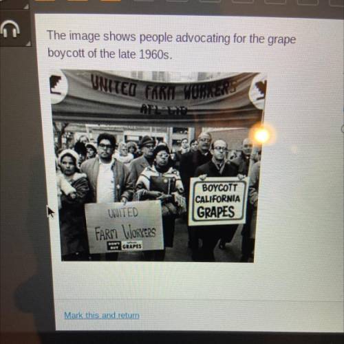 The image shows people advocating for the grape

boycott of the late 1960s. 
What was a result of