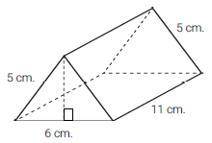 Find the total surface area of the triangular prism shown below.