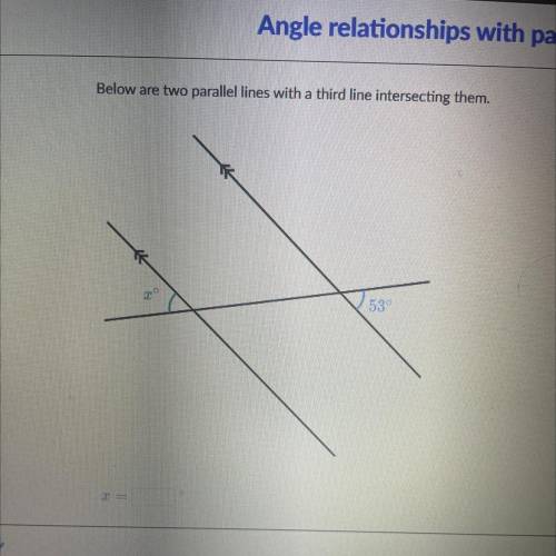 Below are two parallel lines with a third line intersecting them.