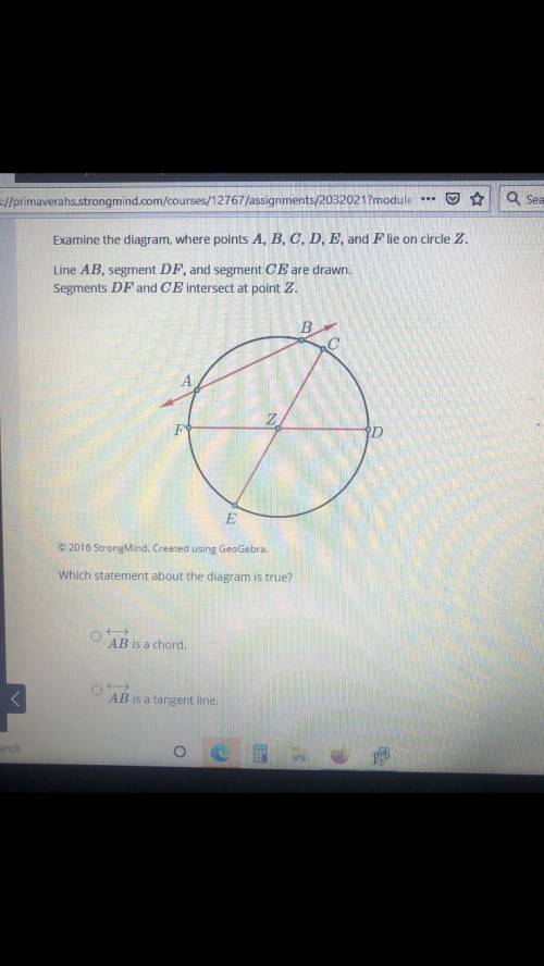 Help!!

here are the options
AB←→
is a chord.
AB←→
is a tangent line.
AB←→
is a diameter.
AB←→
is