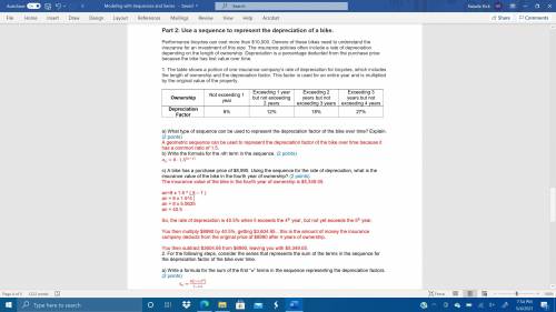 Part 1: Use a sequence to represent the air loss in a bike tire.

A manufacturer of bicycle tires