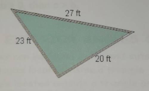 A landscape engineer is designing a triangular area. He wants to place potted trees in the two larg