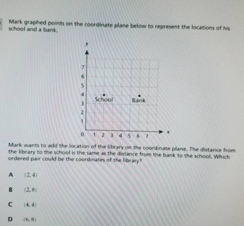 Mark graph points on the coordinate plane below to represent his location and the school and a bank