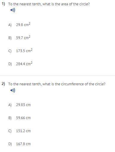 PLEASE HELP ASAP IM IN A TEST RN

Suppose that the radius of a circle is 9.5 cm.
the answer choice