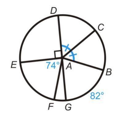 Find the measure of the indicated arcs or central angles in ⨀A. Only DG is a diameter.

DE⌢= Degre