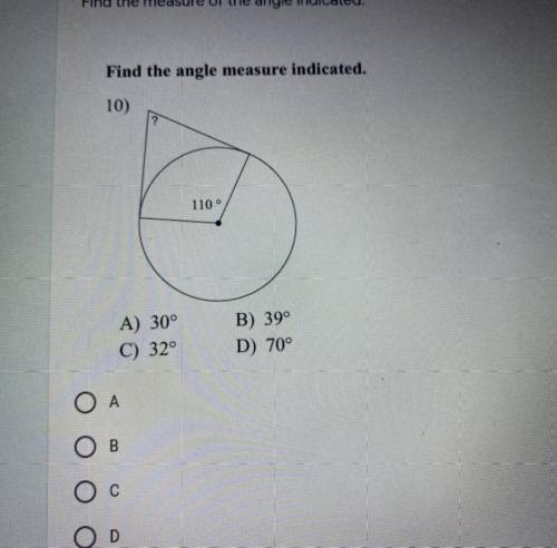 No link 
find the angle measure indicated