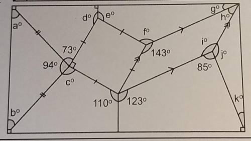 What are the missing angles in which are labelled as letters? ​