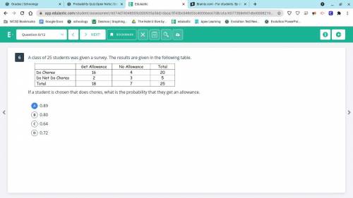 A class of 25 students was given a survey. The results are given in the following table.

​
If a s