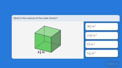 What is the volume of the cube shown?