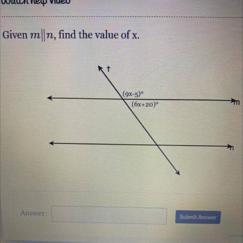 Given m||n, find the value of x.