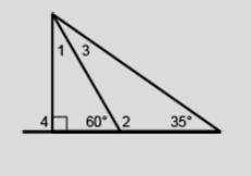 A. The measure of ∠4 is

1. 60°
2. 90°
3. 180°
4. 150°
B. The sum of the measures of the angles in