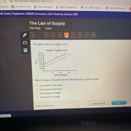 The graph shows a supply curve.

Sample Supply Curve
S1
S
Price
$20.00
$17.50
$15.00
$12.50
$10.00