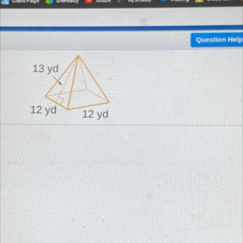 Find the surface area of the pyramid 13 yd 12 yd 12 yd