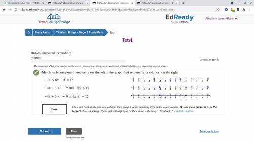 Match each compound inequality on the left to the graph that represents its solution on the right.