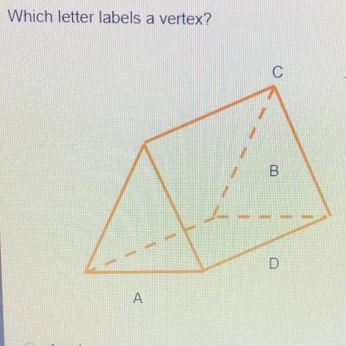 Which letter labels a vertex?
A only
B
C
Аand D