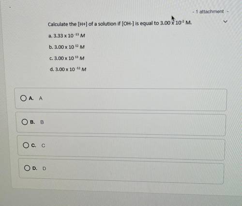 Calculate the H+ of a solution if OH- is equal to 3.00 x 10-2 M