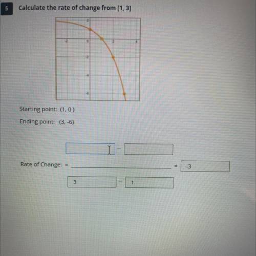 Calculate the rate of change from [1, 3]