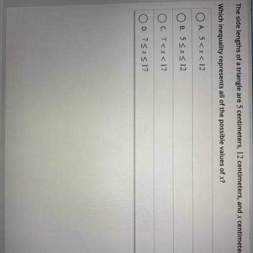 Which inequality represents all of the possible values of x?