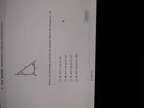 triangle ABC is dilated by a factor of 5 to produce triangle A'B'C'.what is A'C',the length of AC a