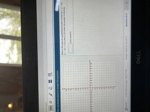 What is the area of quadrilateral with vertices at -2,-6. 1-6 -2,0 and 1,0 enter the answer in the