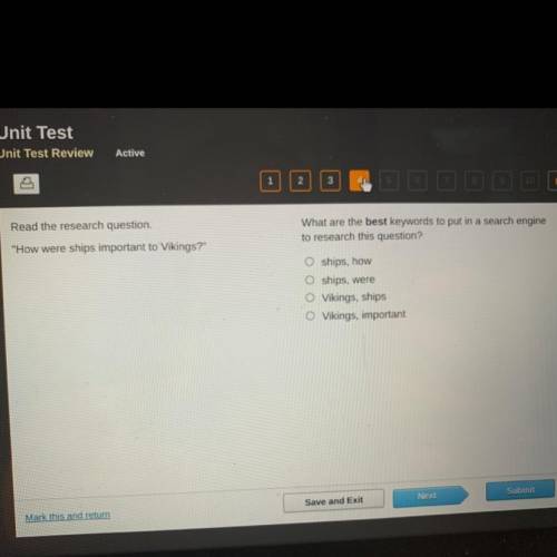 Read the research question.

How were ships important to the Vikings? 
What are the best keyword