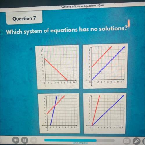 Which system of equations has no solutions?