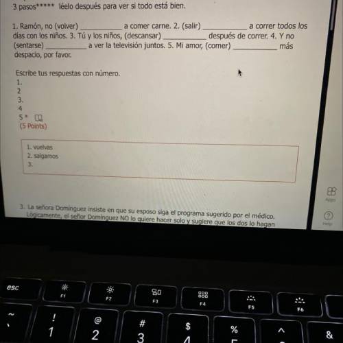 Plz help it's just 5 spanish questions

Will mark brainliest if right 
En imperativo apropiado