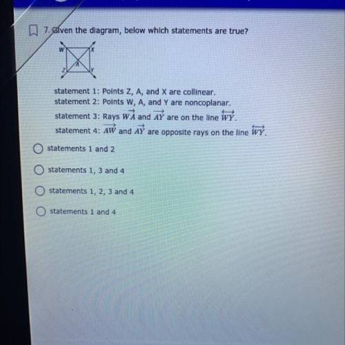 PLEASE HELP I SUCK AT MATH

7. Given the diagram, below which statements are true?
statement 1: Po