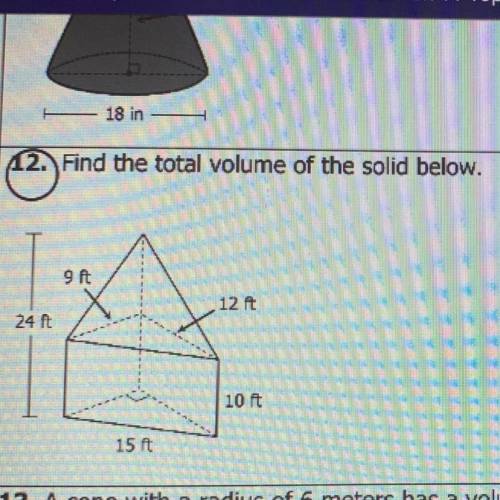 Find the total volume of the solid below 
plz help thx!
