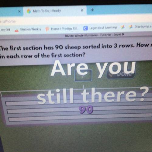 Divide Whole Numbers - Tutorial - Level U

The first section has 90 sheep sorted into 3 rows. How