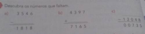 Descubra os numeros que faltam.43.9712.0400731818​