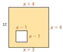 Geometry The figures below are squares. Find an expression for the area of each shaded region. Writ