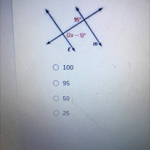 Find the value of x for which line L is parallel to M