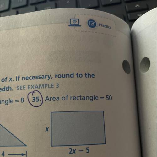 Area of rectangle
Find the value of x, if necessary round to the nearest hundredth