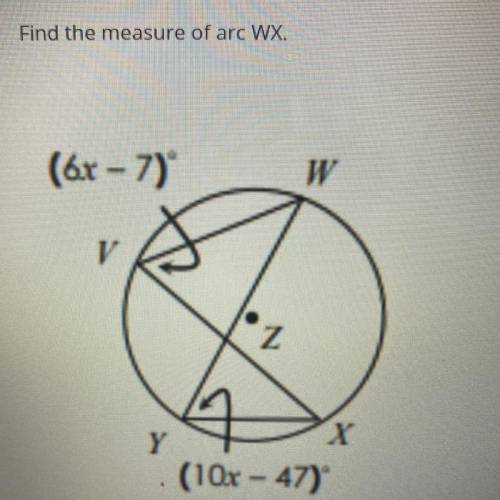 Find the measure of arc WX.