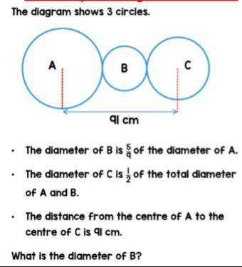 What is the diameter for B.
with explanation. No links please.