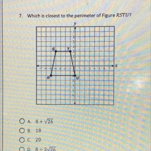 Which is closest to the perimeter of Figure RSTU?