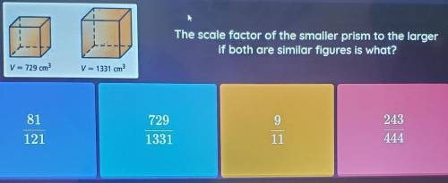 The scale factor of the smaller prism to the larger if both are similar figures is what? ​