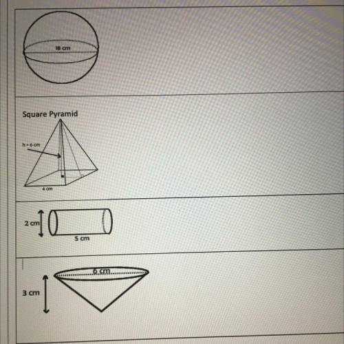 Exam Review- Volume
Find the volume of each solid: