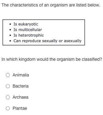 The characteristics of an organism are listed below (the picture below)

In which kingdom would th