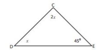 What is the value of the x?
O x = 180
O x = 45
O x = 135
O x = 90