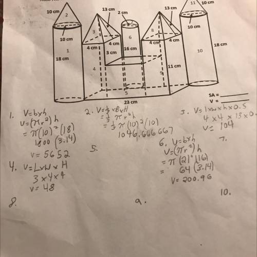 Am I doing this right! The worksheet is called Surface Area and Volume of a Castle.