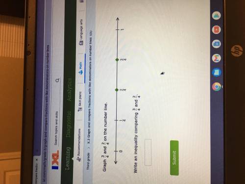 Write an inequality comparing 3/4 and 2/4.