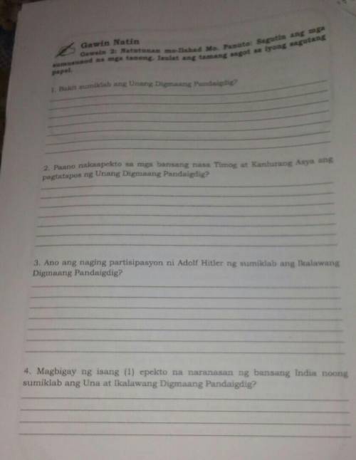 Gawin Natin

sumusunod na mga tanong. Isulat ang tamang sagot sa iyong sagutangGawain 2: Natutunan