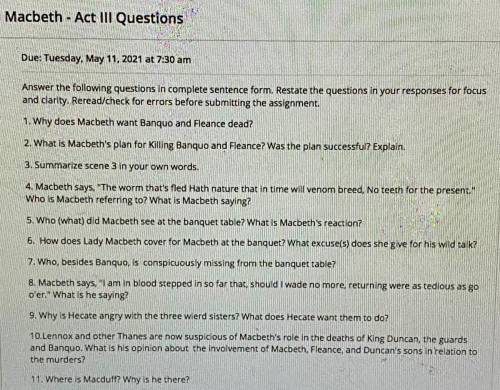 Can anyone help me answer these questions? Macbeth ACT 4 Scene 3