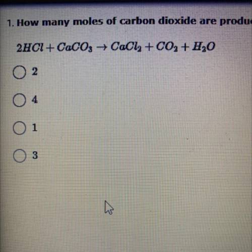 How many moles of carbon dioxide are produced in the reaction between hydrochloric acid and calcium