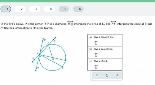 In the circle below, O is the center, TU is a diameter, WQ intersects the circle at U, and RV inter