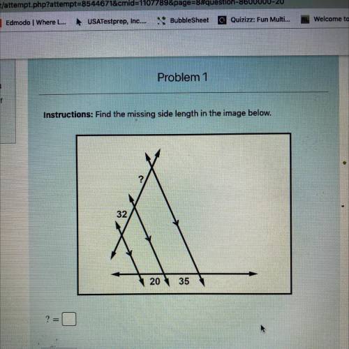 1.00

Instructions: Find the missing side length in the image below.
P Flag
question
Parallel L.
a